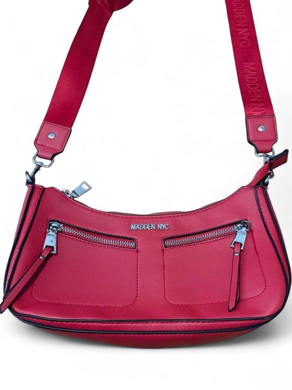 Madden NYC Red Crossbody Bag with Dual Front Zips